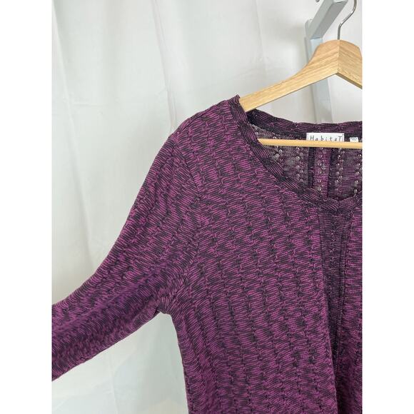 HABITAT Pullover Sweater V-Neck Long Sleeve Zig Zag Cotton Blend Purple Size M - Picture 3 of 5
